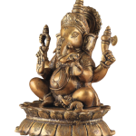 Brass Lotus Ganesha Statue | 12" x 10" x 7" | 7.5 kg | Dull Gold Finish | Sacred Lotus Throne | Temple Grade Art | Jaipurio